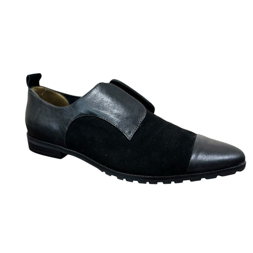 Alice + Olivia Gia Leather Suede Black Oxford Loafers Womens EU 38/ US 7.5 Black